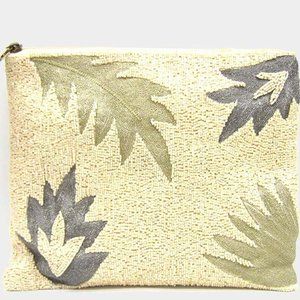 GENUINE  INDIAN HAND BEADED LEAF CLUTCH BAG